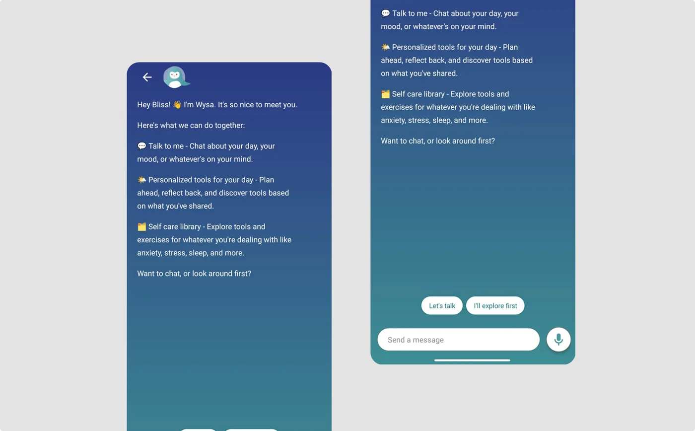 Wysa Before Redesign